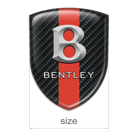 Bentley Self Adhesive Car logo Emblem Black Fibers with Red Band and Gray Logo 