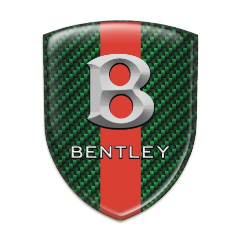Bentley Car Interior Badge Green Carbon with Red Band Design Gray Logo 