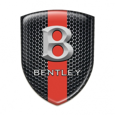 Bentley Silicone Badge Perforated Steel with Red Band style Stone Logo Effect 