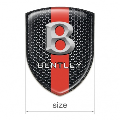 Bentley Silicone Badge Perforated Steel with Red Band style Stone Logo Effect 