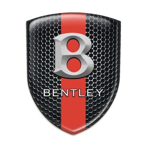 Bentley Silicone Badge Perforated Steel with Red Band style Stone Logo Effect 