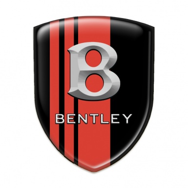 Bentley Emblem Exterior Black Base Red Bands Gray Logo 
