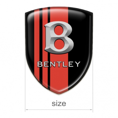 Bentley Emblem Exterior Black Base Red Bands Gray Logo 