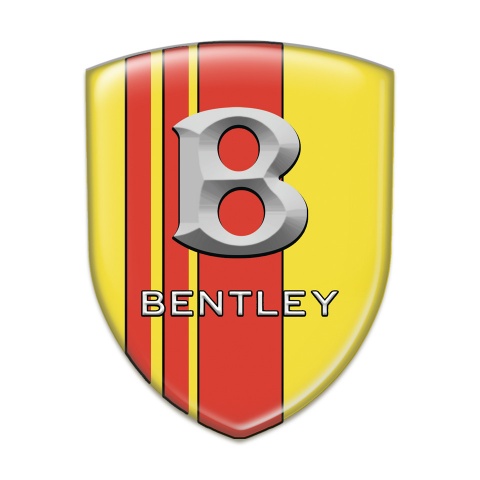 Bentley Car Interior Badge Yellow Base Red Bands Gray Logo 