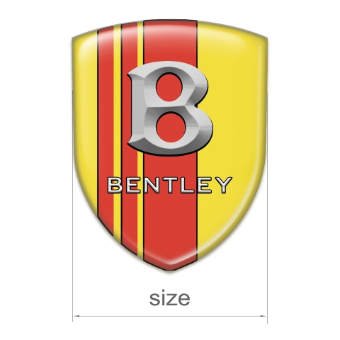 Bentley Car Interior Badge Yellow Base Red Bands Gray Logo 