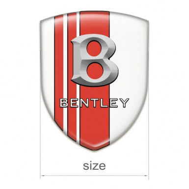 Bentley Silicone Car Decal Badge White Base Red Bands and Gray Logo 