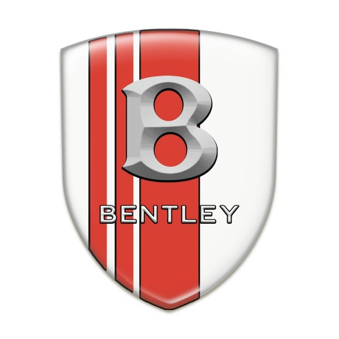 Bentley Silicone Car Decal Badge White Base Red Bands and Gray Logo 