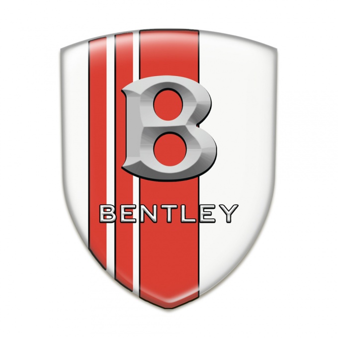 Bentley Silicone Car Decal Badge White Base Red Bands and Gray Logo 