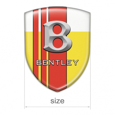Bentley Auto Emblem Yellow White with Red Bands and Gray Logo 
