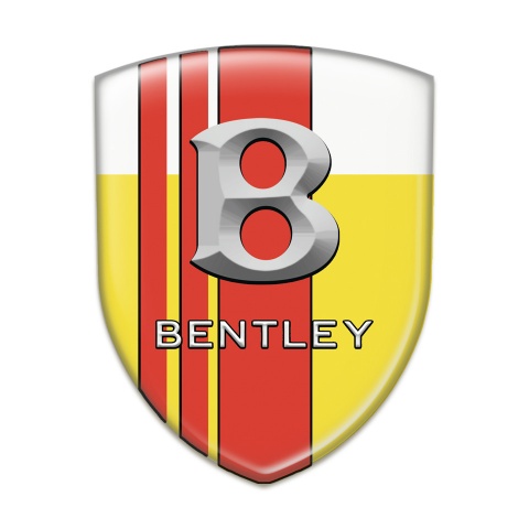 Bentley Auto Emblem Yellow White with Red Bands and Gray Logo 