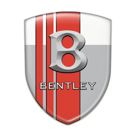 Bentley Emblem Badge Logo Gray White with Red Bands and Gray Logo 