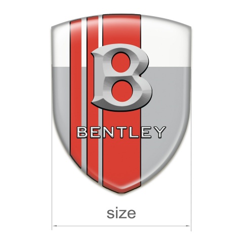 Bentley Emblem Badge Logo Gray White with Red Bands and Gray Logo 