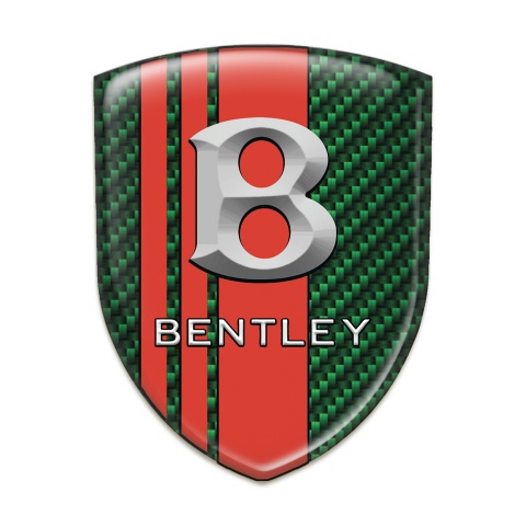 Bentley Tuning Emblem Green Carbon withRed Bands and Stone Logo 
