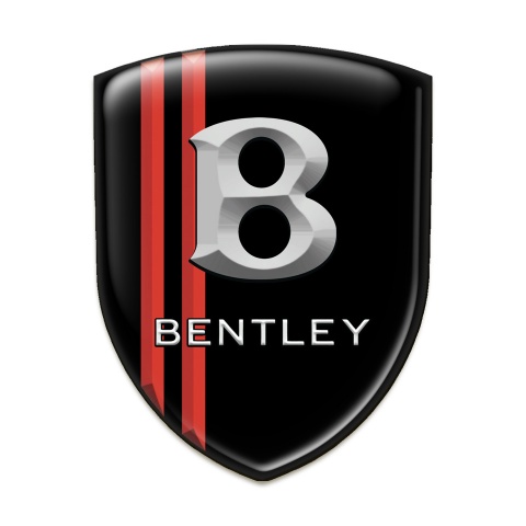 Bentley Self Adhesive Emblem Logo Black with red Stripes and Gray Logo 