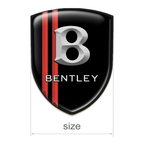 Bentley Self Adhesive Emblem Logo Black with red Stripes and Gray Logo 