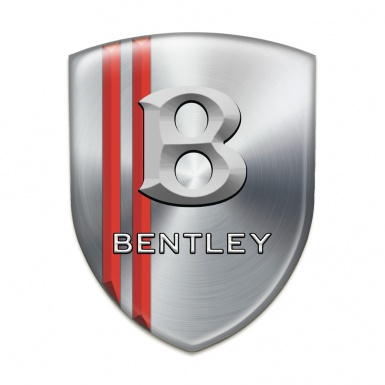 Bentley Domed Emblem Silver with Red Stripes and 3D LOgo 