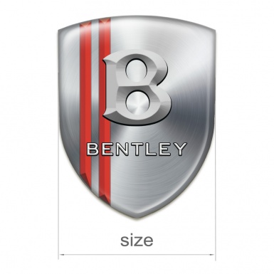 Bentley Domed Emblem Silver with Red Stripes and 3D LOgo 