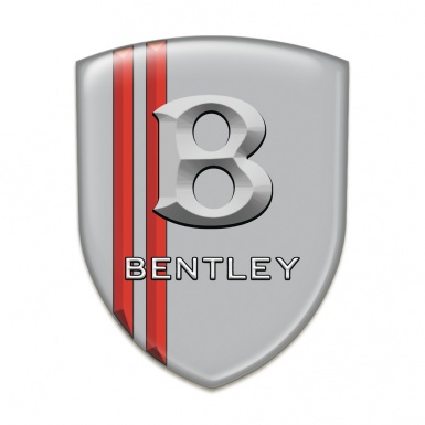 Bentley Silicone Emblem Gray with Red Stripes and Stone Logo effect