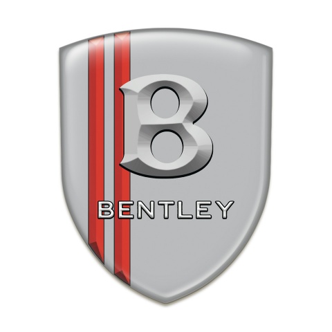 Bentley Silicone Emblem Gray with Red Stripes and Stone Logo effect