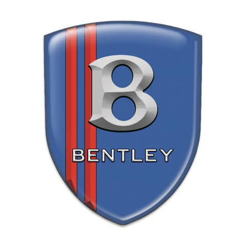 Bentley Resin Sticker Blue with Red Stripes and Gray Logo 