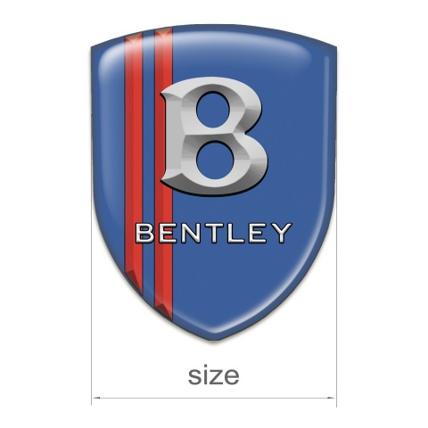 Bentley Resin Sticker Blue with Red Stripes and Gray Logo 