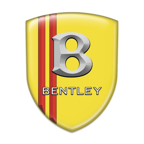 Bentley 3D Gel Emblem Yellow with Red Stripes and Stone Logo Effect 