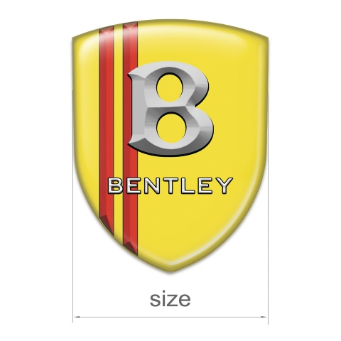 Bentley 3D Gel Emblem Yellow with Red Stripes and Stone Logo Effect 