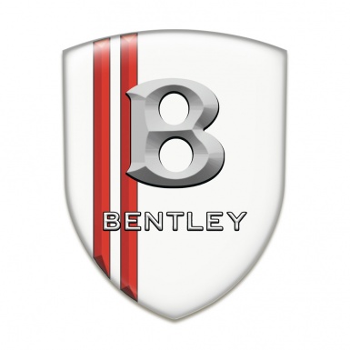 Bentley Emblem Exterior White with Red Stripes and Gray Logo 