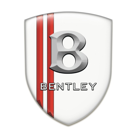 Bentley Emblem Exterior White with Red Stripes and Gray Logo 