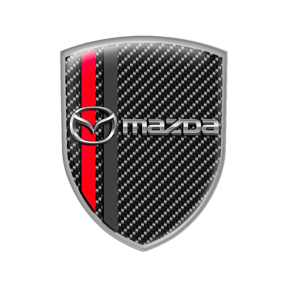 Mazda Silicone Sticker Emblem Black Carbon 3d Logo, Domed Emblems, Stickers