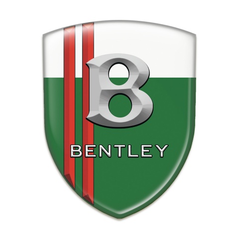 Bentley Emblem Interior Green White with Red Stripes and Gray Logo 