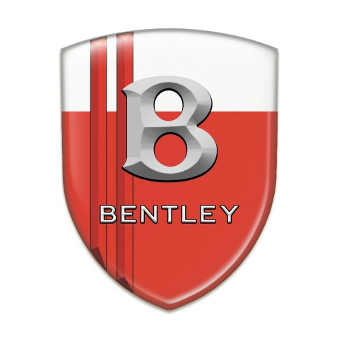 Bentley Tuning Badge Red White with Red Stripes and stone logo Effect 