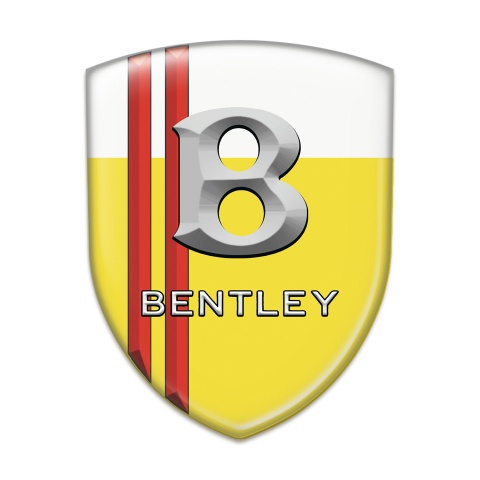 Bentley Self Adhesive Car logo Emblem Yellow White with Red stripes Style 