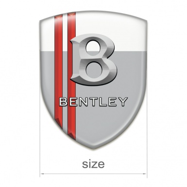 Bentley Car Interior Badge Gray White with Red Stripes and Stone Logo Effect 