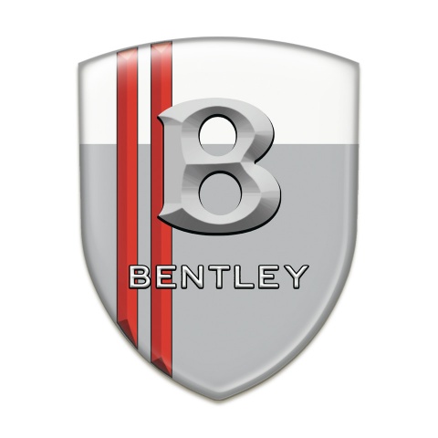 Bentley Car Interior Badge Gray White with Red Stripes and Stone Logo Effect 