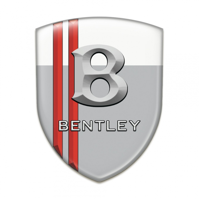 Bentley Car Interior Badge Gray White with Red Stripes and Stone Logo Effect 