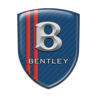 Bentley Silicone Car Decal Badge Navy Blue Carbon with Red Stripes and 3D Logo