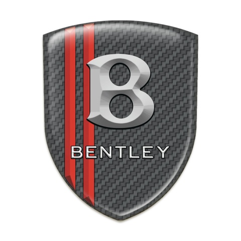 Bentley Silicone Badge Carbon with Red Stripes Gray Logo 