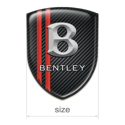 Bentley Auto Emblem Dark Carbon with Red Stripes Gray Logo