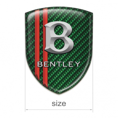 Bentley Emblem Badge Logo Green Carbon with Red Stripes and 3d Logo 