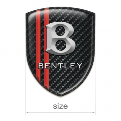 Bentley Logo Emblem Black Carbon with Red Stripes and Stone logo Effect 