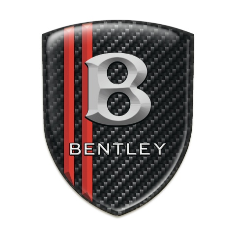 Bentley Logo Emblem Black Carbon with Red Stripes and Stone logo Effect 
