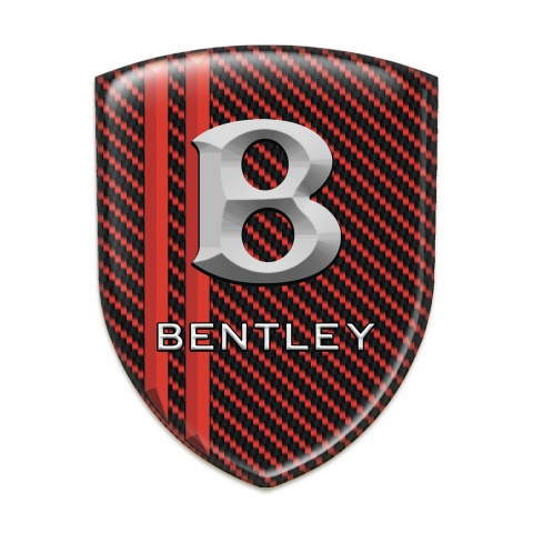 Bentley Tuning Emblem Red Carbon with Red stripes and Gray Logo 