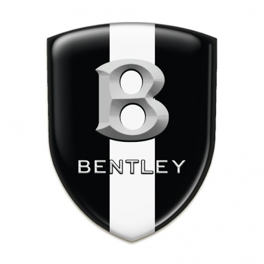 Bentley Domed Emblem Black Warp wit White Ribbon and Stone Logo Effect 