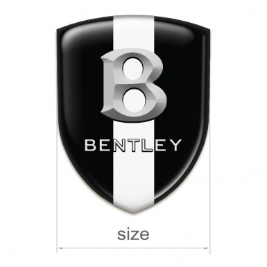 Bentley Domed Emblem Black Warp wit White Ribbon and Stone Logo Effect 