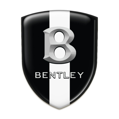 Bentley Domed Emblem Black Warp wit White Ribbon and Stone Logo Effect 