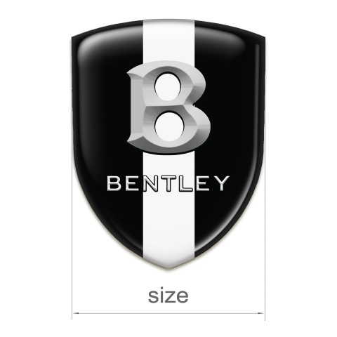 Bentley Domed Emblem Black Warp wit White Ribbon and Stone Logo Effect 