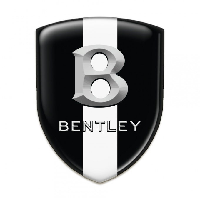 Bentley Domed Emblem Black Warp wit White Ribbon and Stone Logo Effect 