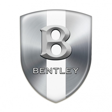Bentley Silicone Emblem Silver Warp with White Ribbon and 3D Logo