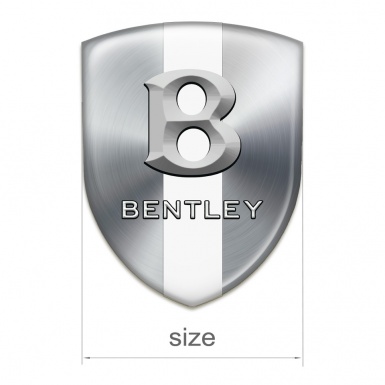 Bentley Silicone Emblem Silver Warp with White Ribbon and 3D Logo